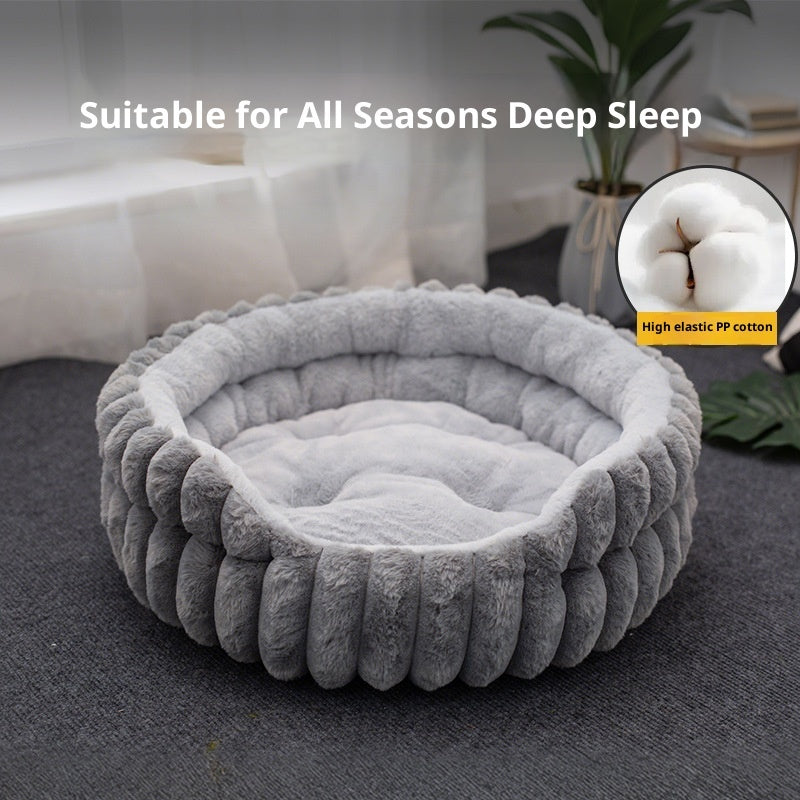 Straight Rabbit Plush Pet Bed Round