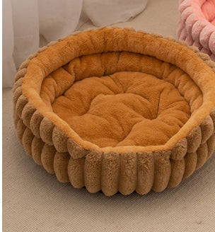 Straight Rabbit Plush Pet Bed Round