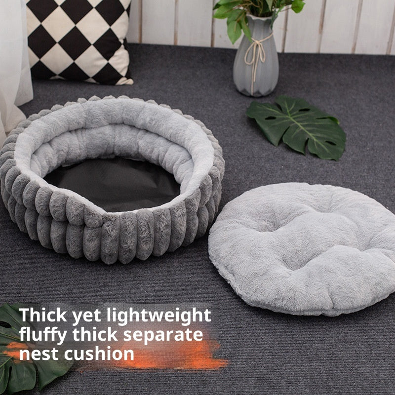 Straight Rabbit Plush Pet Bed Round