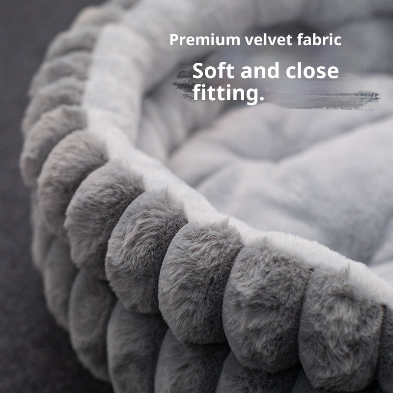 Straight Rabbit Plush Pet Bed Round