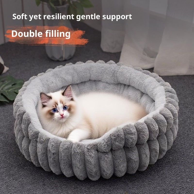 Straight Rabbit Plush Pet Bed Round