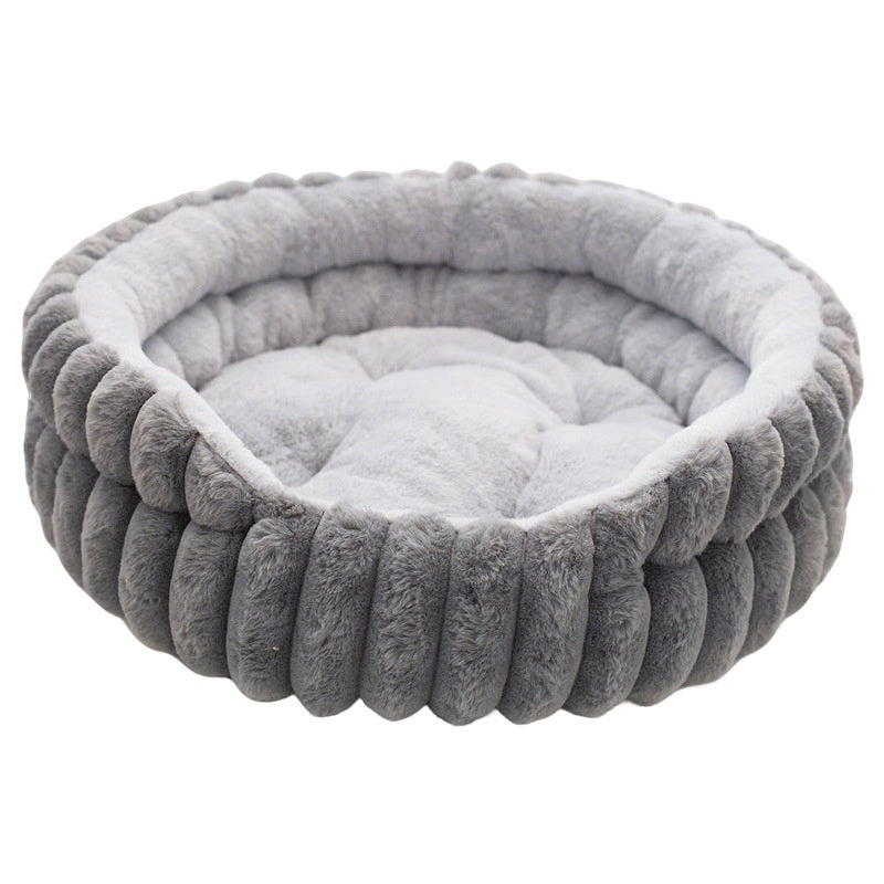 Straight Rabbit Plush Pet Bed Round