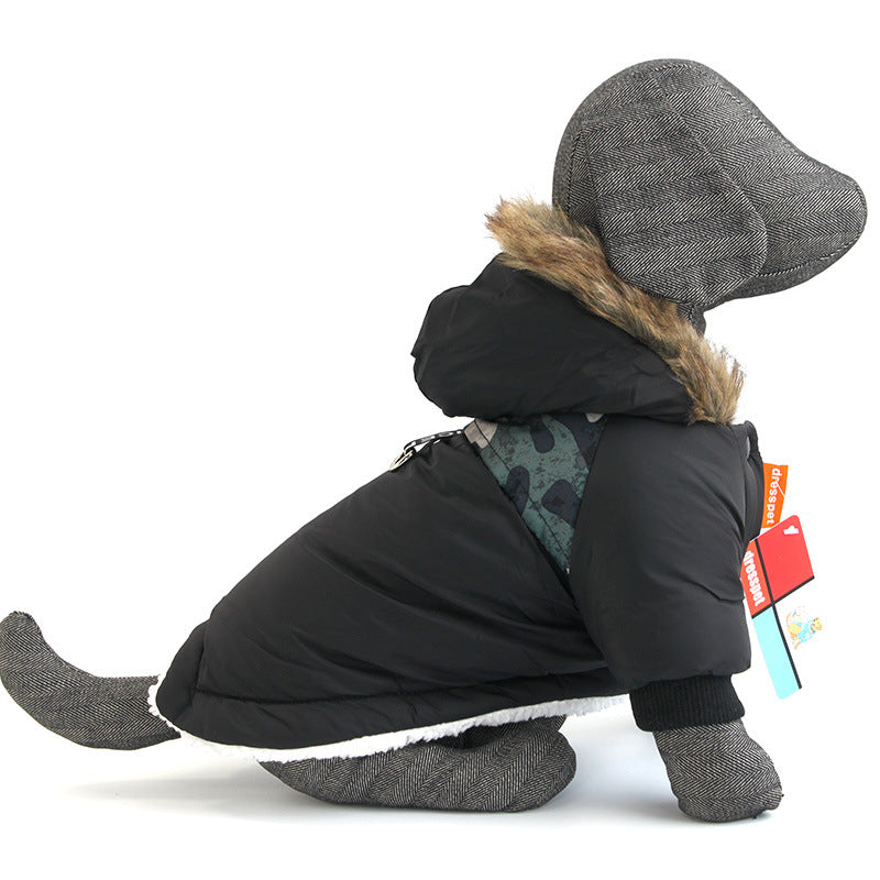 Pet Warm Coat Traction Rope Clothes