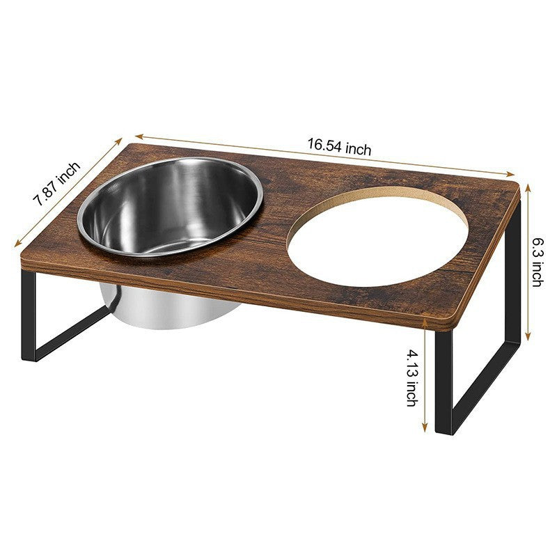 Log Pet Feeding Rack Iron Wood Combined